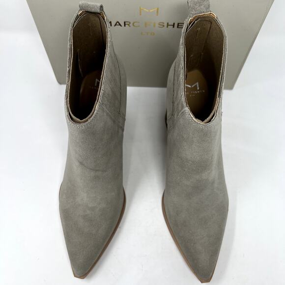 Marc Fisher LTD Orlanda Grey Suede Leather Block Heel Womens Bootie 10M New - Picture 6 of 11